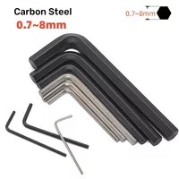 1~20Pcs Hex Wrench 0.7/0.9/1.27/1.5/2/2.5/3/4/5/6/8mm Silver/Black Mini L Shaped Hexagon Allen Key Set Bicycle L Handle Wrench