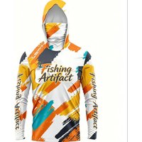 Breathable Quick Dry Men‘s Fishing Hooded Shirt, Long Sleeve with Face Mask and Front Letter Print, Lightweight Top