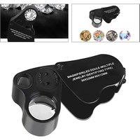 30X 60X Foldable Illuminated Jewelers Loupe Magnifier with Bright LED Light for Gems Jewelry Coins Stamps - Jewelry T