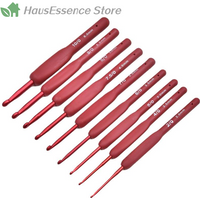 ※High-Performance 9PCS Red Crochet Hook Ergonomic Handle Designed High Quality High Quality Premium High Quality