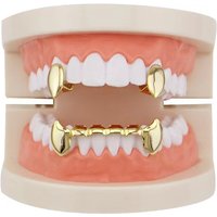 HipHop Classic Single Teeth Grillz Golden Tooth Caps Decor 14K Gold Plated Dental Grills Body Jewelry For Women Men