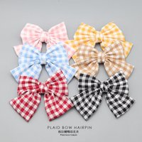 Korean Style Plaid Bow Hair Clips Hair Accessory Hairpins Barrettes Vacation Headwear New Arrivals Clothing Accessories