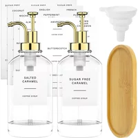 Coffee Syrup Dispenser Set 500ml Glass Syrup Bottle with Funnel Label Stickers Clear Coffee Syrup Container Pump Dispensers