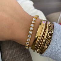 New Ice Out Bling 5A Cubic Zirconia Heart Shaped Tennis Chain Bracelet For Women Girlfriend Lover Bezel Heart CZ Fashion Jewelry