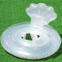Summer Clear Shell Inflatable Toys Baby Swimming Ring Outdoor Pool Inflatable Floating Seat Water Toys with Sequin Swim Circle