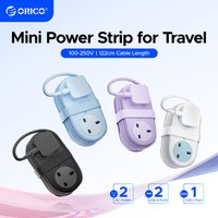 ORICO UK Plug Electrical Power Strip with Multiple 2 AC Outlets 2 USB Port 1 Type C Port 1.2M Extension Cord Portable Travel