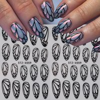 Stunning Black Butterfly Wing Nail Stickers Charm Nail Designs Self-Adhesive Slider Foils Decals Nail Art Decorations Manicure