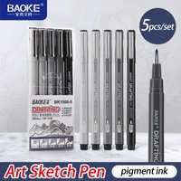 BAOKE BK1500-5 Art Sketch Pen Set 5 Colors Soft Tip Water Based Pigment Ink
