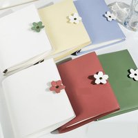 Leather Binder Notebook Detachable Flower Rope Buckle 60 Sheets Lined Blank Grid Pages Aesthetic Literary Diary Hand Journal