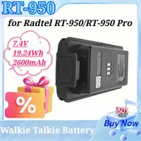 RT-950 7.4V 19.24Wh 2600mAh Li-ion Replacement Battery for Radtel RT-950 RT-950 Pro Two Way Ham Radio Walkie Talkie with Type-C
