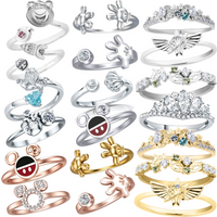 925 Silver Cartoon,Bear,Palm,Wings,Fish Shape,Adjustable Opening,Ring Suitable for European Women to Wear Exquisite Jewelry