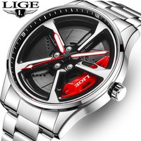 LIGE Mode Herren Auto Rad Uhren Luxus Stahl Wasserdichte Uhr für Männer Quarz Armbanduhren Männlich Uhr Relogio masculino