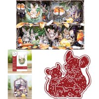Two Mice Are Gathered Together Eating Cheese Cutting Dies Scrapbook Diary Decoration Stencil Embossing Template DIY Greeting