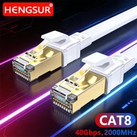 CAT8 Ethernet Cable 40Gbps 2000MHz High Speed RJ45 Gaming Flat & Round for Internet PS5 Router Smart TV Server Patch Cord Cat8