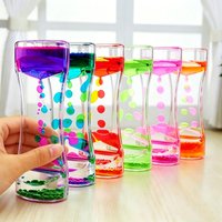 Bi-Color Liquid Oil Leak Hourglass Timer Acrylic Waist Oil Droplet Stress Relief Dynamic Desktop Handicraft Decor Creative Gifts