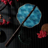 Retro Chinese Bamboo Waist Fan Portable Rollable Rotatable Decorative Long Handle Hanging Fans Shooting Performance Props Gifts
