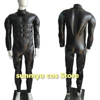Black PU Muscle BodySuit Cosplay Costume Customize size Elastic PU Bodysuit