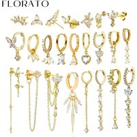 Luxury white crystal zircon earrings 925 sterling silver ear needles Hoop gold earrings For women Fashion Luxury Wedding Jewelry