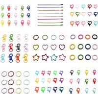Multi-Colors Mixed Plastic/Alloy Open Rings Lobster Clasp Hooks Ball Chain Key Rings Chains Connectors For DIY Jewelry Making