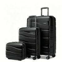 KONO 3 Piece Luggage Set 14+20+28 Inch, Premium PP Hard Shell Suitcase with TSA Lock, Silent Universal Wheels, Lightweight Impact Resistant Travel Suitcase for Business Trip Vacation