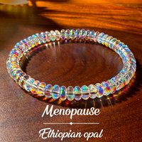 Ethiopian Opal Elastic Beaded Bracelet Women Menopause Relief Emotional Balance Healing Jewelry