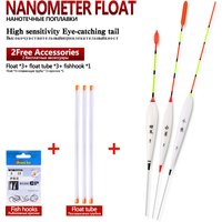 3pcs/lot Composite Nano Fishing Floats+3pcs Float Tubes+1 Bag Gift Hooks River Lake Fishing Float Vertical Pesca Tackles Tools