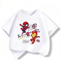 Marvel Kids T-Shirt - Cute Spider-Man Cartoon Print Boys' Short-Sleeved 2026 Summer Pure Cotton Cool Shirt