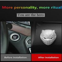 Car Universal One Click Start Key Black Panther Protective Cover Decorate Ignition Ring Refit Flip Car Sticker New Interior Tool