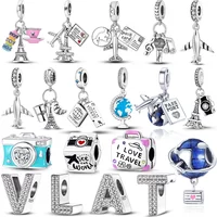 Travel Plane Eiffel Tower Camera Original Charms Silver Plated Beads Fit Bracelets Bag Keychain Charms Diy Women Gift Accessory