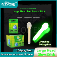 ZYZHE 100pcs/Box Large Head Fishing Luminous Stick 3x25mm/4.5x37mm Fishing Float Glow Bar Night Float Rod Lightstick Tackle