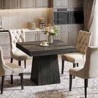 LITTLE TREE Square Dining Table for 4, Small Kitchen Table with Sturdy Pedestal Base, Farmhouse Dinner Table for Dining Room
