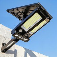 Intelamp Długi Czas Pracy na Baterii 12500mAh Zewnętrzna Lampa Solarna Uliczna z Bardzo Dużym Panelem Słonecznym Szybkie Ładowanie Dwa Czujniki Ruchu Wykrywają Szerszy i Dłuższy Zasięg do Patio,