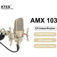 AMX 103 XLR Condenser Microphone 48V Phantom Power Mic for Audio Interface Mixer Studio Recording Podcast Streaming Voice Over
