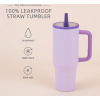 40oz Vacuum Insulated Stainless Steel Tumbler with Handle Straw Lid Leakproof for Car Travel Gym Outdoor Use