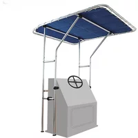 Boat T-Top Sunshade Center Console Fishing Tower,67x55x81" Waterproof Marine Bimini Top,UV Resistant Speedboat Canopy,No Console