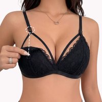 Front Open Women's Lace Maternity Nursing Bra Wireless Front Clasp Breastfeeding Bralette for Pregnancy Maternity Bralette