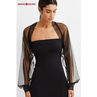 Black Wedding Boleros 2025 Long Sleeves Tulle Party Jacket Formal Special Occasion Capes Women Accessories