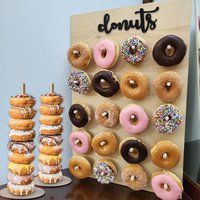 1set Rustic Wooden Donut Wall Display Stand for Birthdays Perfect Table Decoration Weddings Baby Showers Party Favor Supplies