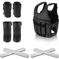 Gilet de poids réglable 15-50kg, ensemble d'entraînement physique lesté avec plaque en acier, Bracelet lesté, accessoires de musculation à la cheville