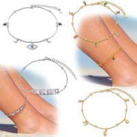 Cute S925 Sterling Silver Pink Heart Anklet Full-Diamond Heart Adjustable Chain For Daily Versatile Jewelry
