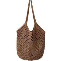Crochet Mesh Tote Bag Hollow Woven Shoulder Bag Reusable Lightweight Knit Market Bag for Beach Travel Shopping and Daily Use