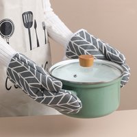 2PCS Heat-insulating Gloves Cooking Kitchen Anti-scald Microwave Gloves High Temperature Resistant Baking Oven Gloves Kitchen