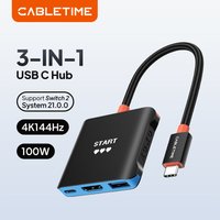 CABLETIME 3 IN 1 HUB Switch 2 Dock 4K144Hz PD100W 5 Gbps Replacement Portable TV Dock Station for Switch/Switch 2/Steam Deck