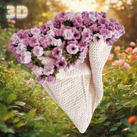 Rose Blanket Bouquet Crochet DIY Flower Blanket Bouquet Handmade Blanket of Roses Sofa Blanket for Mothers Day Birthday Home Dec
