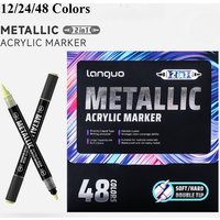 Languo Dual Tip Metallic Acrylic Marker Pen Set Student Rock Scale Model Painting DIY Graffiti Hand Drawn Paint Pens Stationery