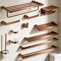 Brushed Rose Gold Storage Rack Towel Bar Tissue Holder Bathrobe Hook Cup Holder Toilet Brush Soap Dish Bathroom Accessories