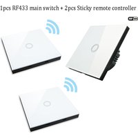 1Gang 433mhz Wall Light Touch Switch + 2pcs RF433 Switch Wireless Sensor Stick Remote Touch Switch EU Standard No Neutral