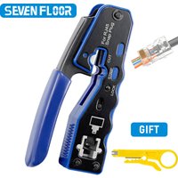 LAN RJ45 Crimp Tool Pass Through Crimper Stripper Cutter for Cat6 Cat5 8P8C Modular Connector Ethernet All-in-one Wire Tool