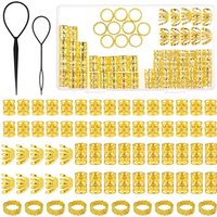 72PCS Silver Gold Hair Beads Jewelry Braid Accessories Hair Clips Dreadlocks Braiding Braid Cuffs Metal Hair Rings With Box