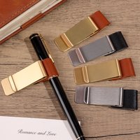 Pen Loop Holder Notebooks PU Leather Pencil Sleeve with Stainless Steel Clips Notebook Journals Calendars Planner Clipboard